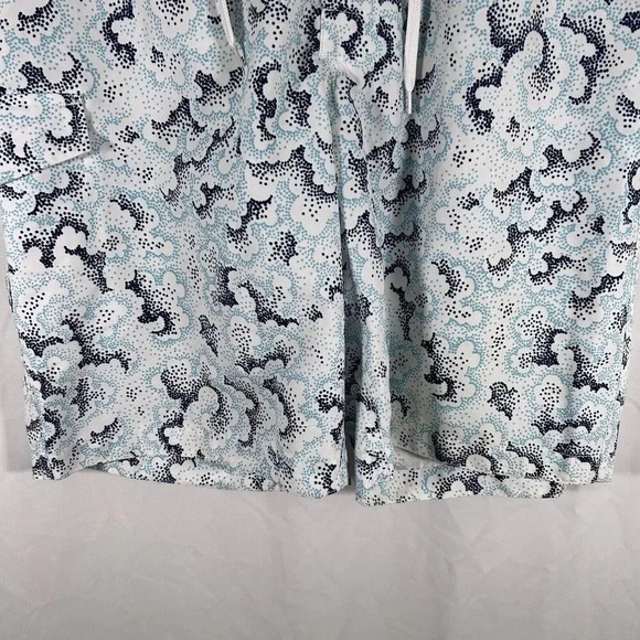 Old Navy Swim Trunks Men's Large White Blue Print Unlined Hook Loop - Picture 3 of 9